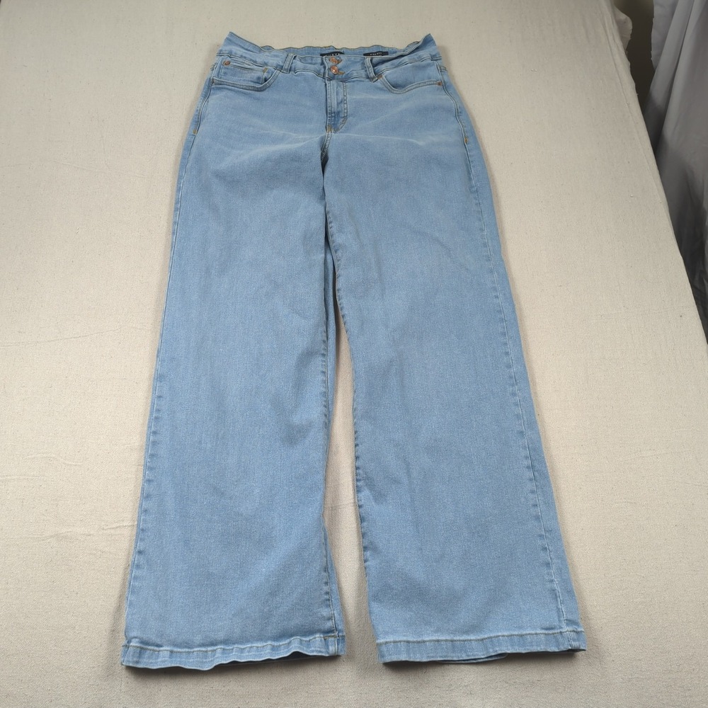 Curve Appeal Jeans Womens 10 30 Blue Wide Leg High Rise Light Wash Stretch